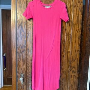 Anthropologie Fuchsia Ribbed Midi Dress